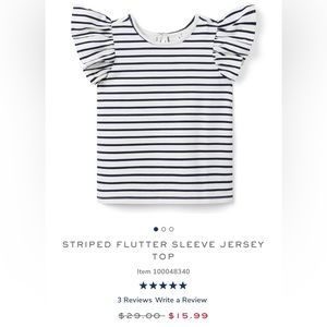 Striped flutter sleeve jersey top